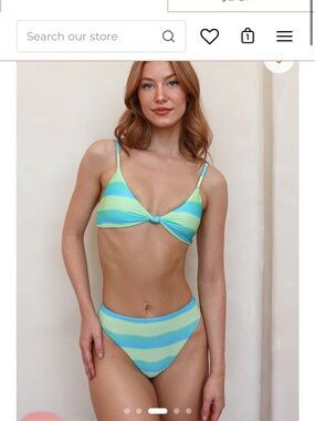 Striped Bikini Bottoms - Blue & Green